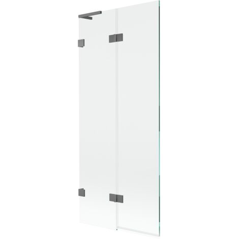 Mexen Lunar L paroi de douche à 2 battants gauche 80 x 150 cm, transparent, métal pistolet - 897L-080-100-95-00-L