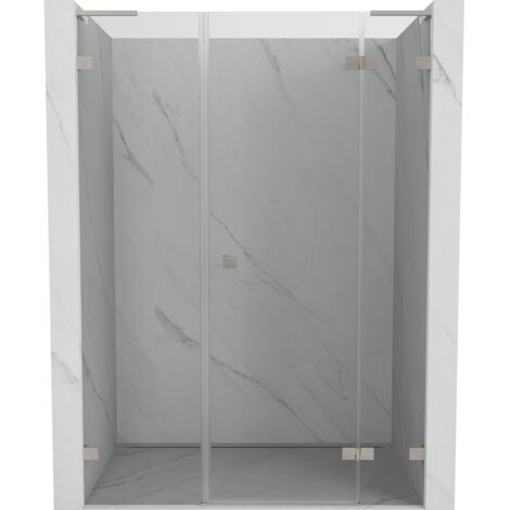 Mexen Lunar L porta doccia a battente destra 145 cm, trasparente, nichel spazzolato - 834SL-145-050-97-00-P