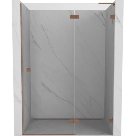 Mexen Lunar L puerta de ducha abatible derecha 130 cm, transparente, cobre cepillado - 834L-130-000-65-00-P
