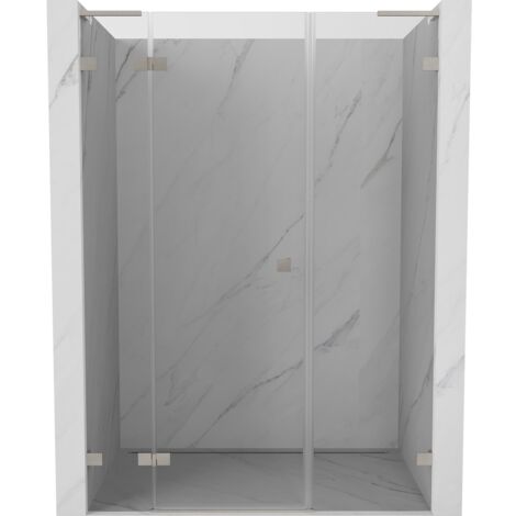Mexen Lunar L puerta de ducha abatible izquierda 155 cm, transparente, n铆quel cepillado - 834SL-155-050-97-00-L