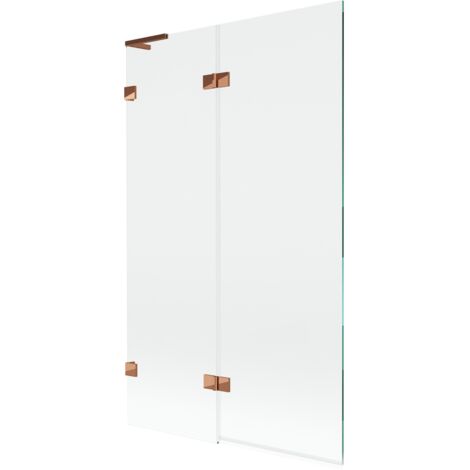 Mexen Lunar L schermo da vasca da bagno a 2 ante sinistro 110 x 150 cm, trasparente, oro rosa - 897L-110-100-60-00-L