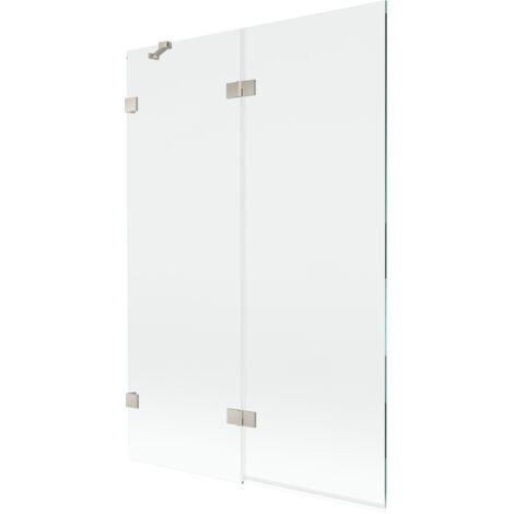 Mexen Lunar mampara de ba帽era de 2 hojas izquierda 120 x 150 cm, transparente, n铆quel cepillado - 897-120-100-97-00-L