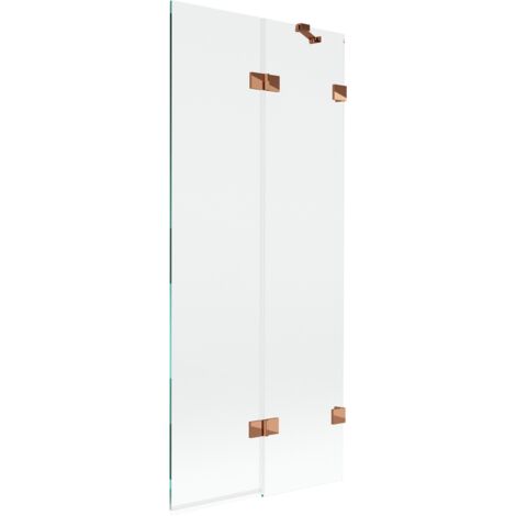 Mexen Lunar mampara de ba帽era de 2 paneles, lado derecho, 80 x 150 cm, transparente, oro rosa - 897-080-100-60-00-P