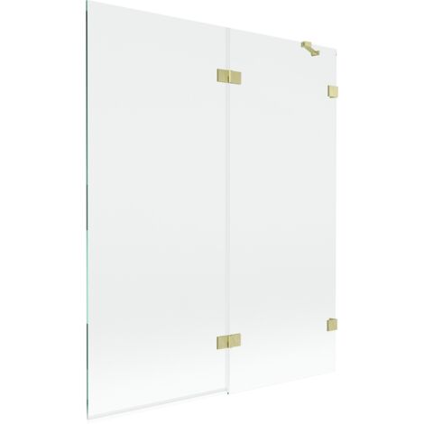 Mexen Lunar mampara de ba帽o de 2 hojas derecha 140 x 150 cm, transparente, dorado cepillado - 897-140-100-55-00-P