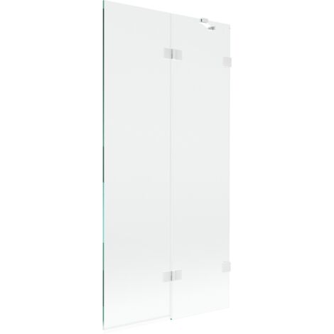 Mexen Lunar Mampara de Ducha 2 Hojas Derecha 90 x 150 cm, Transparente, Blanco - 897-090-100-20-00-P