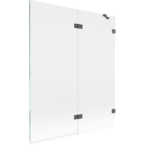 Mexen Lunar mampara de ducha de 2 hojas derecha 140 x 150 cm, transparente, gris arma cepillado - 897-140-100-66-00-P