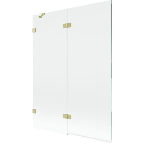 Mexen Lunar mampara de ducha de 2 hojas izquierda 130 x 150 cm, transparente, dorado cepillado - 897-130-100-55-00-L