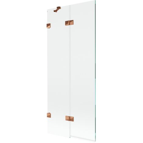 Mexen Lunar mampara de ducha de 2 hojas izquierda 80 x 150 cm, transparente, oro rosa - 897-080-100-60-00-L