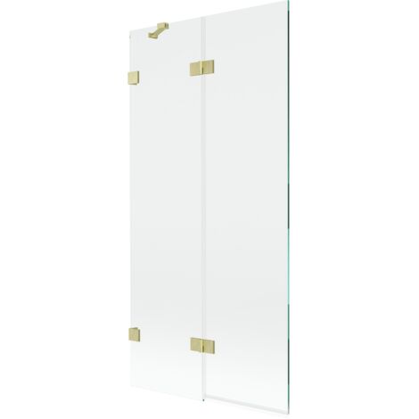 Mexen Lunar mampara de ducha de 2 hojas izquierda 90 x 150 cm, transparente, dorado cepillado - 897-090-100-55-00-L