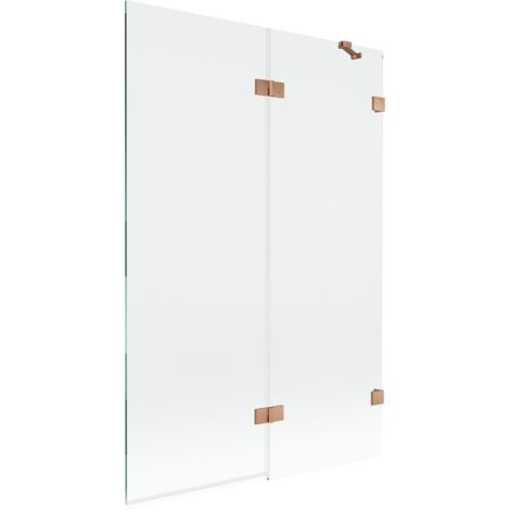 Mexen Lunar mampara de ducha de 2 paneles derecha 120 x 150 cm, transparente, cobre cepillado - 897-120-100-65-00-P