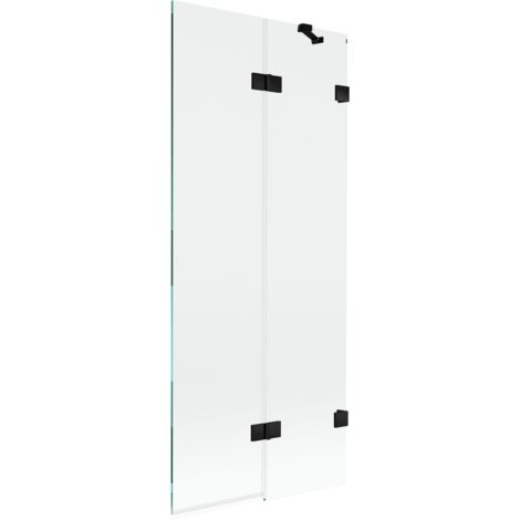 Mexen Lunar mampara de ducha de 2 paneles derecha 80 x 150 cm, transparente, negra - 897-080-100-70-00-P