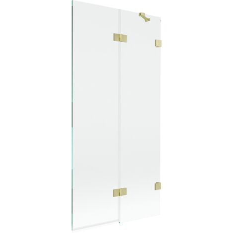 Mexen Lunar mampara de ducha de 2 paneles, derecha, 90 x 150 cm, transparente, dorado cepillado - 897-090-100-55-00-P