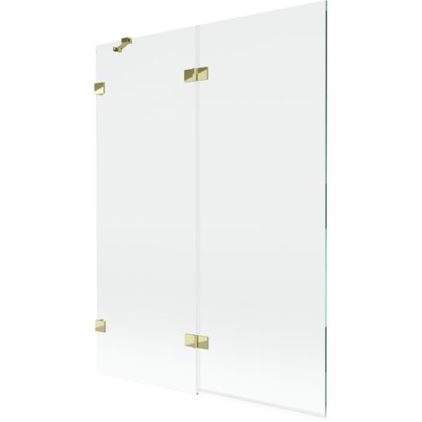 Mexen Lunar mampara de ducha de 2 paneles izquierda 130 x 150 cm, transparente, dorado - 897-130-100-50-00-L