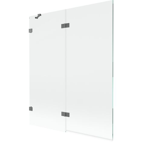Mexen Lunar mampara de ducha de 2 paneles izquierda 140 x 150 cm, transparente, gun metal - 897-140-100-95-00-L