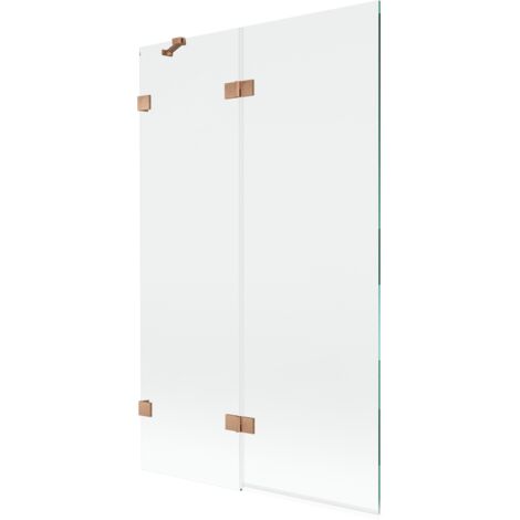 Mexen Lunar mampara de ducha de 2 paneles izquierdo 110 x 150 cm, transparente, cobre cepillado - 897-110-100-65-00-L