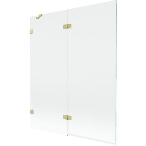 Mexen Lunar paratia doccia 2 ante sinistra 140 x 150 cm, trasparente, oro spazzolato - 897-140-100-55-00-L