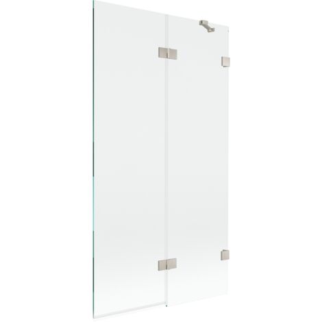 Mexen Lunar paratia per vasca da bagno a 2 ante destra 100 x 150 cm, trasparente, nichel spazzolato - 897-100-100-97-00-P