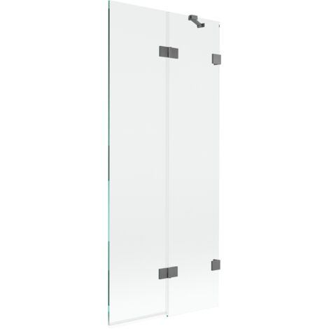 Mexen Lunar paratia per vasca da bagno a 2 ante destra 80 x 150 cm, trasparente, gun metal - 897-080-100-95-00-P