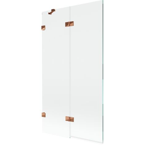 Mexen Lunar paratia per vasca da bagno a 2 ante sinistra 100 x 150 cm, trasparente, oro rosa - 897-100-100-60-00-L