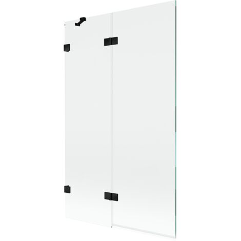 Mexen Lunar paratia per vasca da bagno a 2 ante sinistra 110 x 150 cm, trasparente, nero - 897-110-100-70-00-L