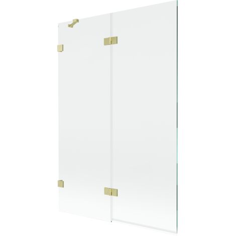 Mexen Lunar paratia per vasca da bagno a 2 ante sinistra 120 x 150 cm, trasparente, oro spazzolato - 897-120-100-55-00-L