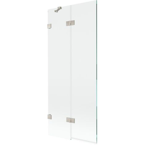 Mexen Lunar paratia per vasca da bagno a 2 ante sinistra 80 x 150 cm, trasparente, nichel spazzolato - 897-080-100-97-00-L