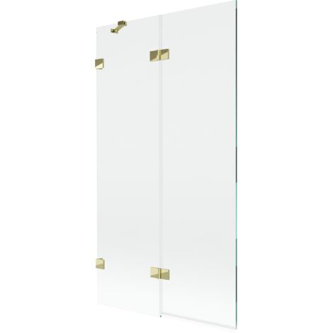 Mexen Lunar paravent de baignoire à 2 volets gauche 100 x 150 cm, transparent, doré - 897-100-100-50-00-L
