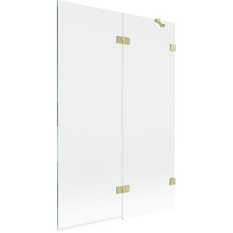 Mexen Lunar paravento da vasca 2 ante destro 120 x 150 cm, trasparente, oro spazzolato - 897-120-100-55-00-P
