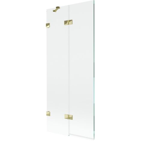 Mexen Lunar paravento per vasca da bagno a 2 ante sinistro 80 x 150 cm, trasparente, oro - 897-080-100-50-00-L