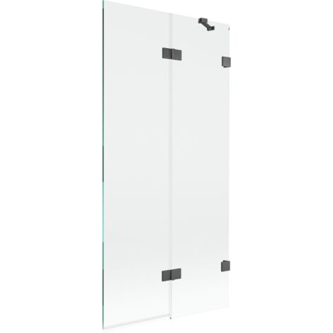 Mexen Lunar paravento vasca 2 ante destra 90 x 150 cm, trasparente, grigio canna di fucile spazzolato - 897-090-100-66-00-P