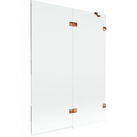 Mexen Lunar pare-douche de baignoire pliant 2 volets droit 130 x 150 cm, transparent, or rose - 897-130-100-60-00-P