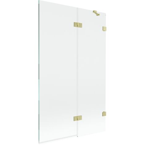Mexen Lunar paroi de baignoire à 2 volets droite 110 x 150 cm, transparent, or brossé - 897-110-100-55-00-P