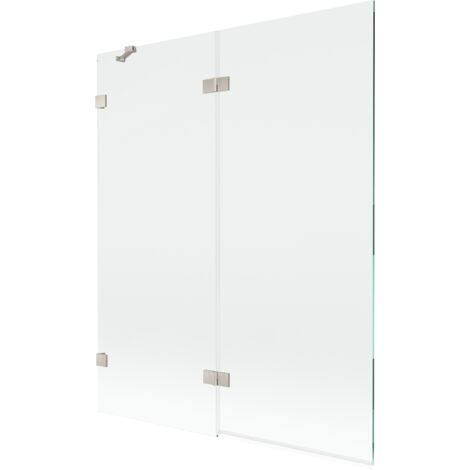 Mexen Lunar paroi de baignoire à 2 volets gauche 140 x 150 cm, transparent, nickel brossé - 897-140-100-97-00-L