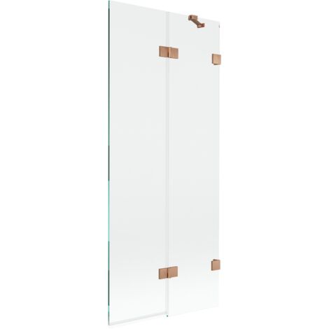 Mexen Lunar paroi de bain 2 volets droite 80 x 150 cm, transparent, cuivre brossé - 897-080-100-65-00-P