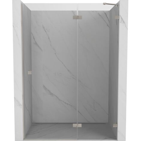 Mexen Lunar porta doccia a battente destra 130 cm, trasparente, nichel spazzolato - 834-130-000-97-00-P