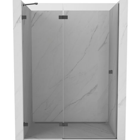 Mexen Lunar puerta de ducha abatible izquierda 140 cm, transparente, metal gun - 834-140-000-95-00-L