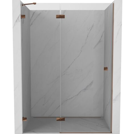 Mexen Lunar puerta de ducha abatible izquierda 140 cm, transparente, oro rosa - 834-140-000-60-00-L