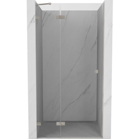 Mexen Lunar puerta de ducha abatible izquierda 85 cm, transparente, n铆quel cepillado - 834-085-000-97-00-L