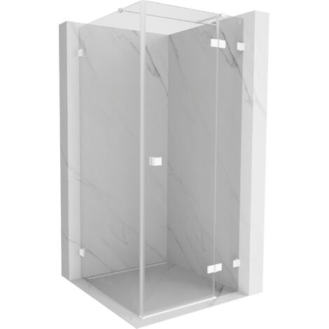 Mexen Lunar T cabina de ducha abatible derecha 100 x 100 cm, transparente, blanca - 834T-100-100-20-00-P
