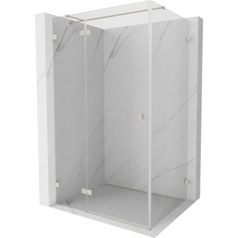 Mexen Lunar T cabina de ducha abatible izquierda 115 x 100 cm, transparente, n铆quel cepillado - 834T-115-100-97-00-L