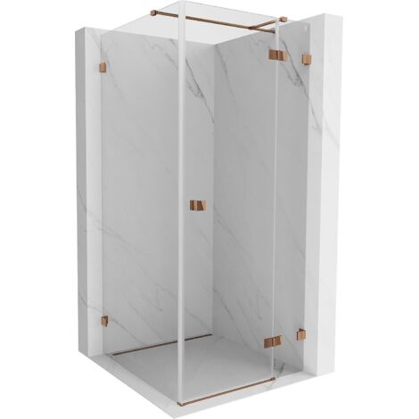 Mexen Lunar T cabina doccia battente destra 80 x 80 cm, trasparente, oro rosa - 834T-080-080-60-00-P