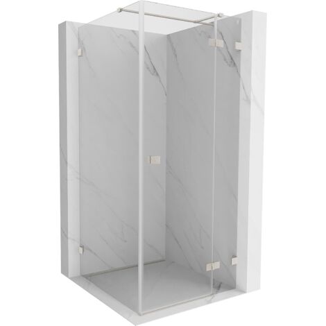 Mexen Lunar T cabina doccia con porta a battente destra 80 x 80 cm, trasparente, nichel spazzolato - 834T-080-080-97-00-P