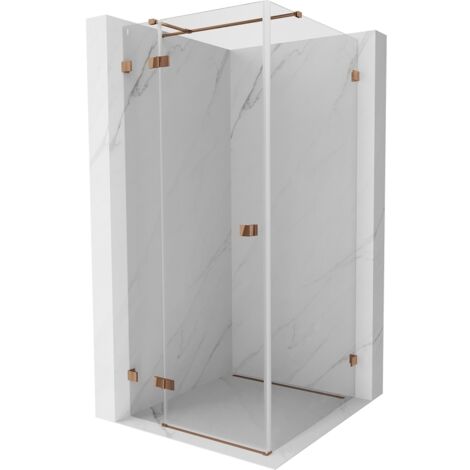 Mexen Lunar T Duschkabine klappbar links 120 x 120 cm, transparent, Roségold - 834T-120-120-60-00-L