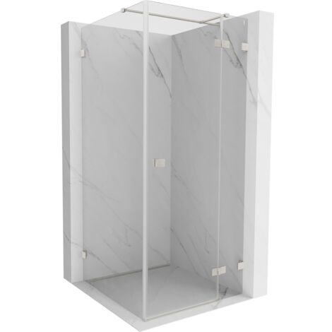 Mexen Lunar T Duschkabine, rechts anschlagend, 120 x 120 cm, transparent, gebürstetes Nickel - 834T-120-120-97-00-P