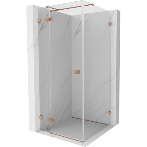 Mexen Lunar T Duschtür links schwenkbar 90 x 90 cm, transparent, gebürstetes Kupfer - 834T-090-090-65-00-L