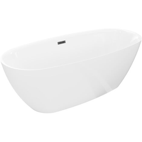 Mexen Luvo Slim ba帽era exenta 170 x 75 cm, blanca, desbordamiento negro - 52801707500-70