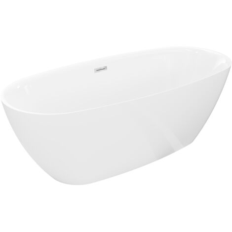 Mexen Luvo Slim baignoire autoportante 170 x 75 cm, blanche, trop-plein chromé - 52801707500-01