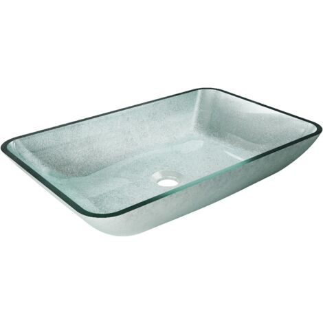 Mexen Megan lavabo à comptoir en verre 56 x 36 cm, Argent - 24135611