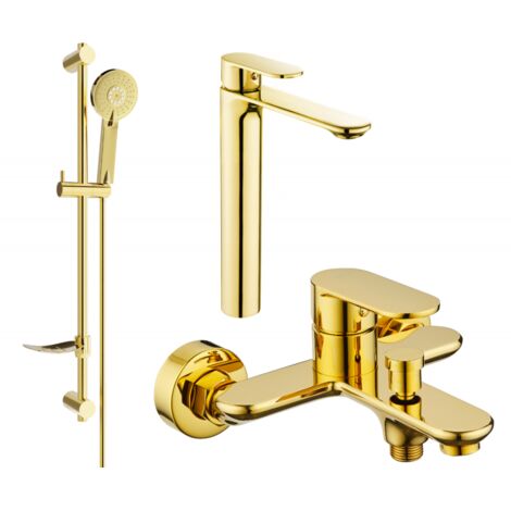 Mexen Milo DF40 ensemble de baignoire, doré - 71313DF40-50