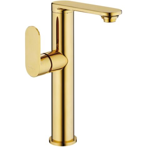 Mexen Milo rubinetto lavabo alto con maniglia laterale, oro - 71315-50